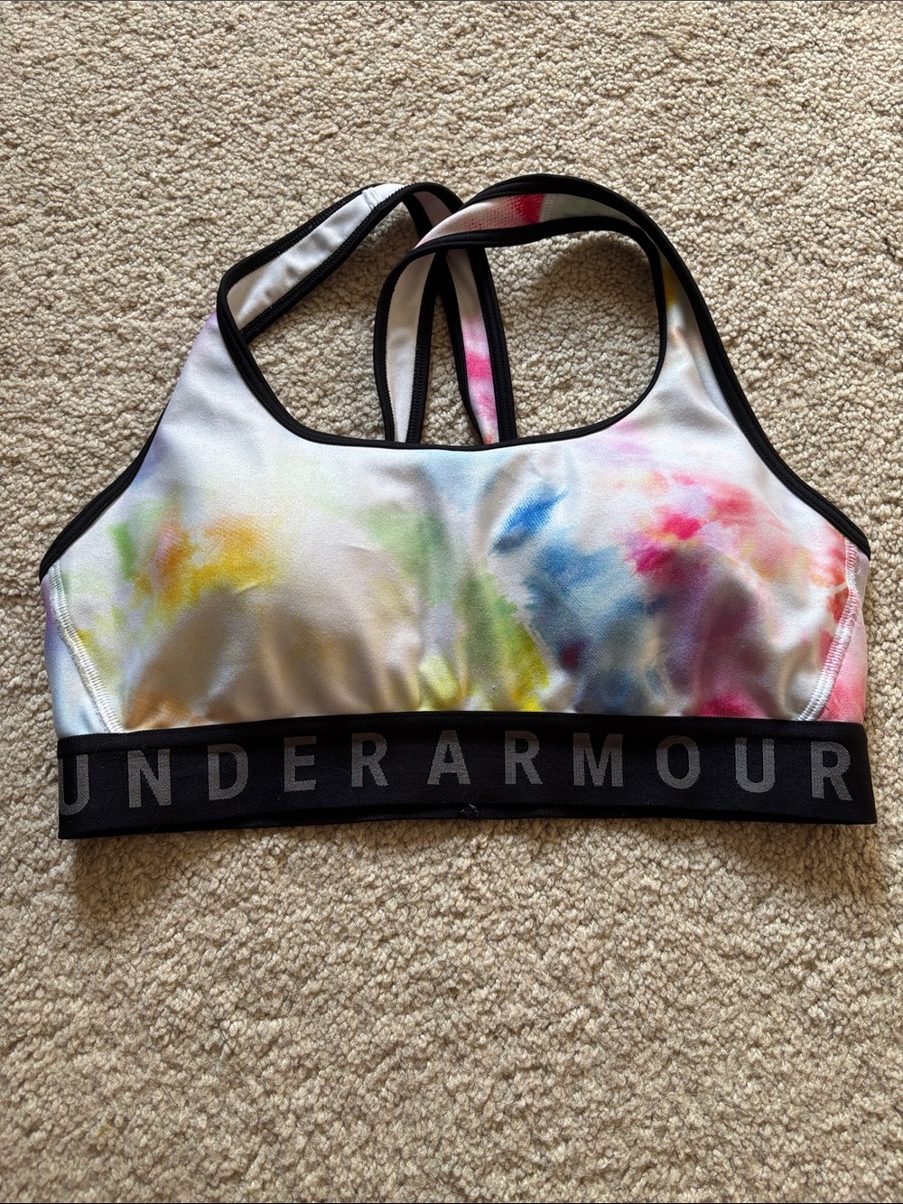 Under Armour White Multicolor Tie-Dye Racerback bra